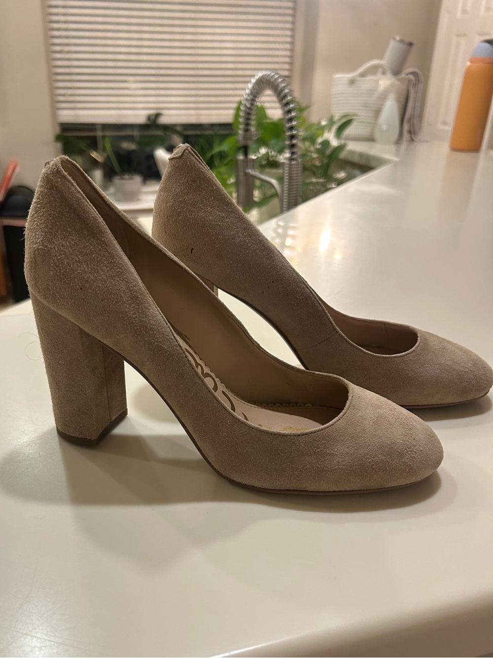 Sam Edelman Taupe Suede Block Heel Pumps 8.5